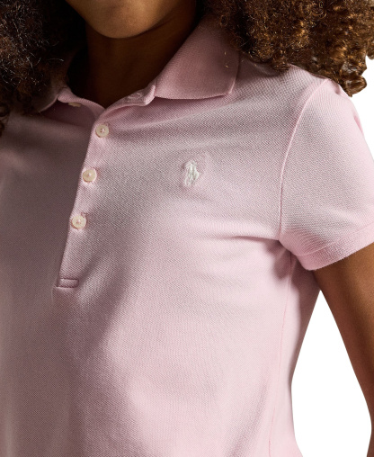 Polo Ralph Lauren Girls' 7-16 Stretch Cotton Mesh Polo Shirt - Hint of Pink
