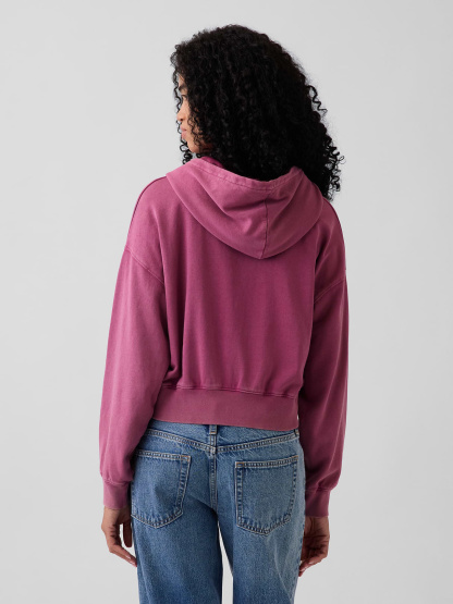 VintageSoft Terry Oversized Wedge Zip Hoodie - Deep dahlia purple