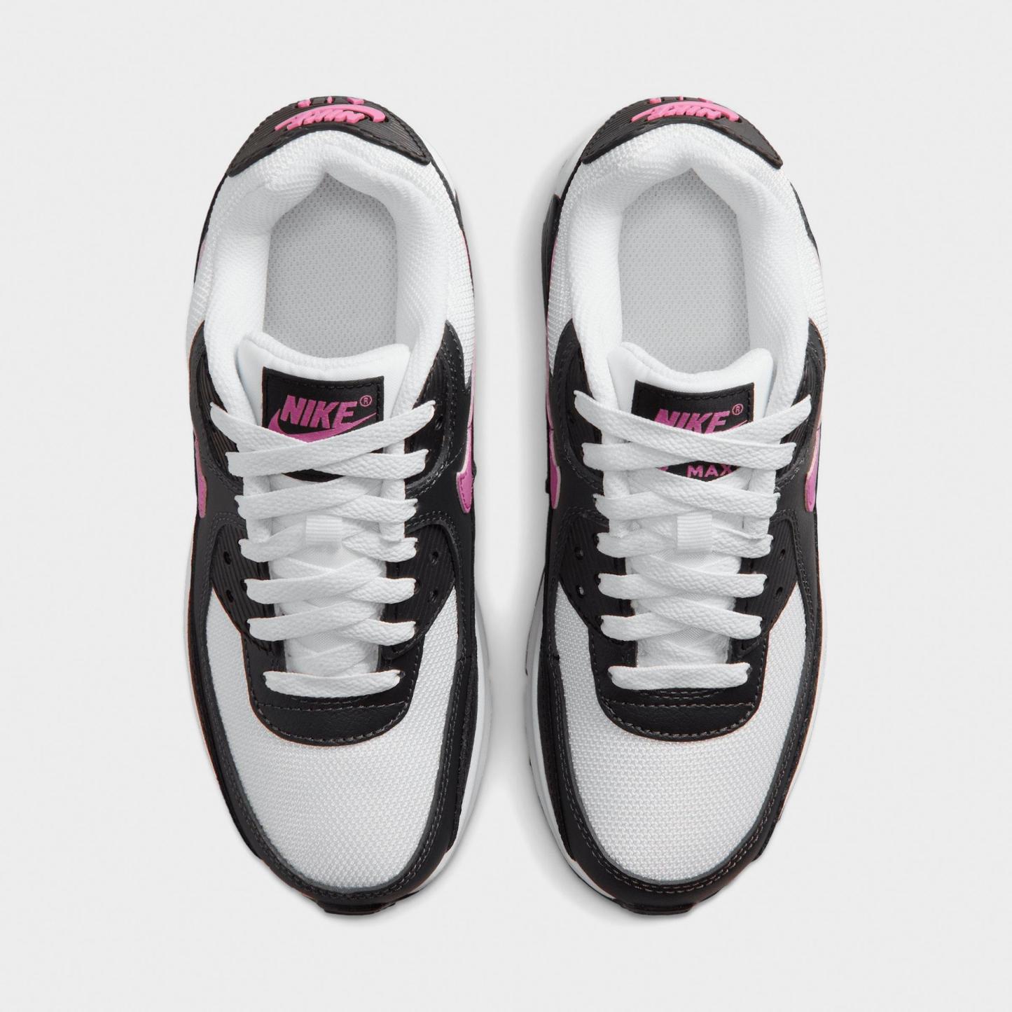 Big Kids' Nithtke Air Max 90 Casual Shoes - White/Black/Anthracite/Playful Pink - Top view