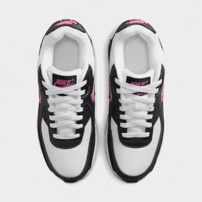 Big Kids' Nithtke Air Max 90 Casual Shoes - White/Black/Anthracite/Playful Pink - Top view