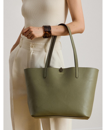 Lauren Ralph Lauren Faux-Leather Reversible Extra Large Tote Handbag - Botanic Green/Sage Green