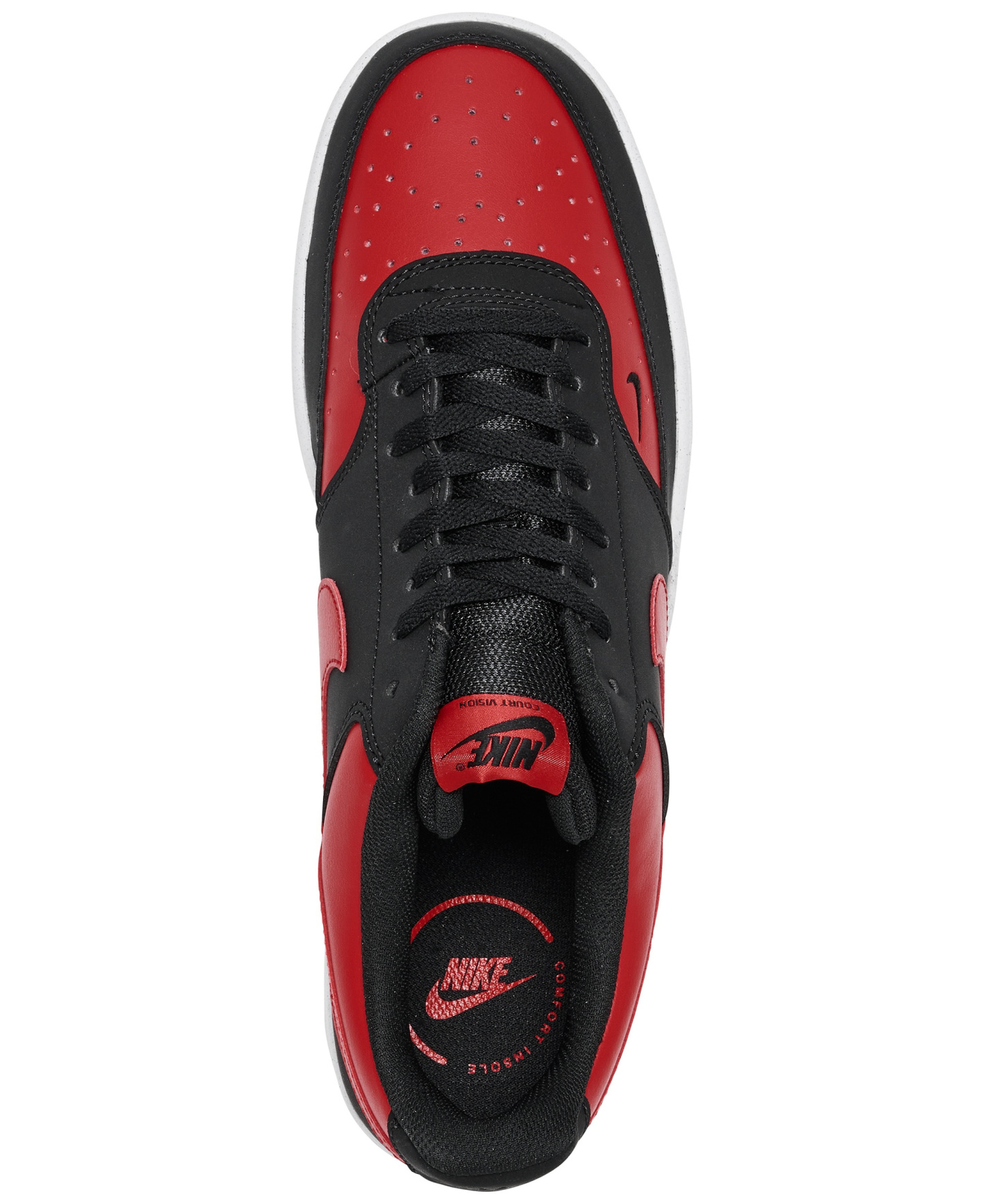 Nike Men's Court Vision Low Casual Sneakers from Finish Line - Black, University Red
