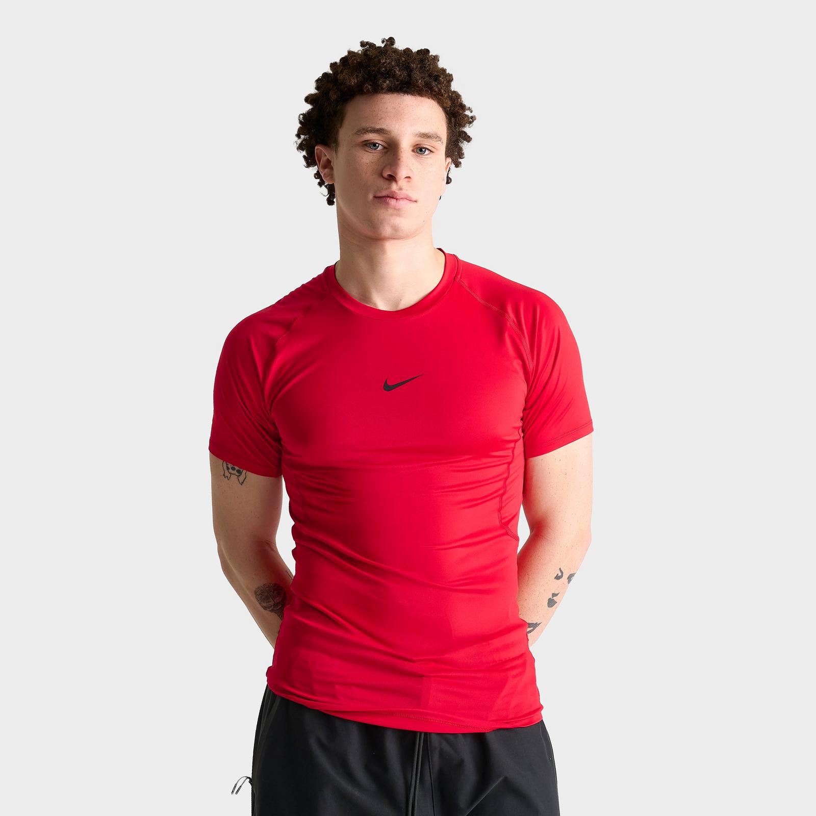 Men's Nike Pro Dri-FIT Tight Short-Sleeve Fitness Top - University Red/Black