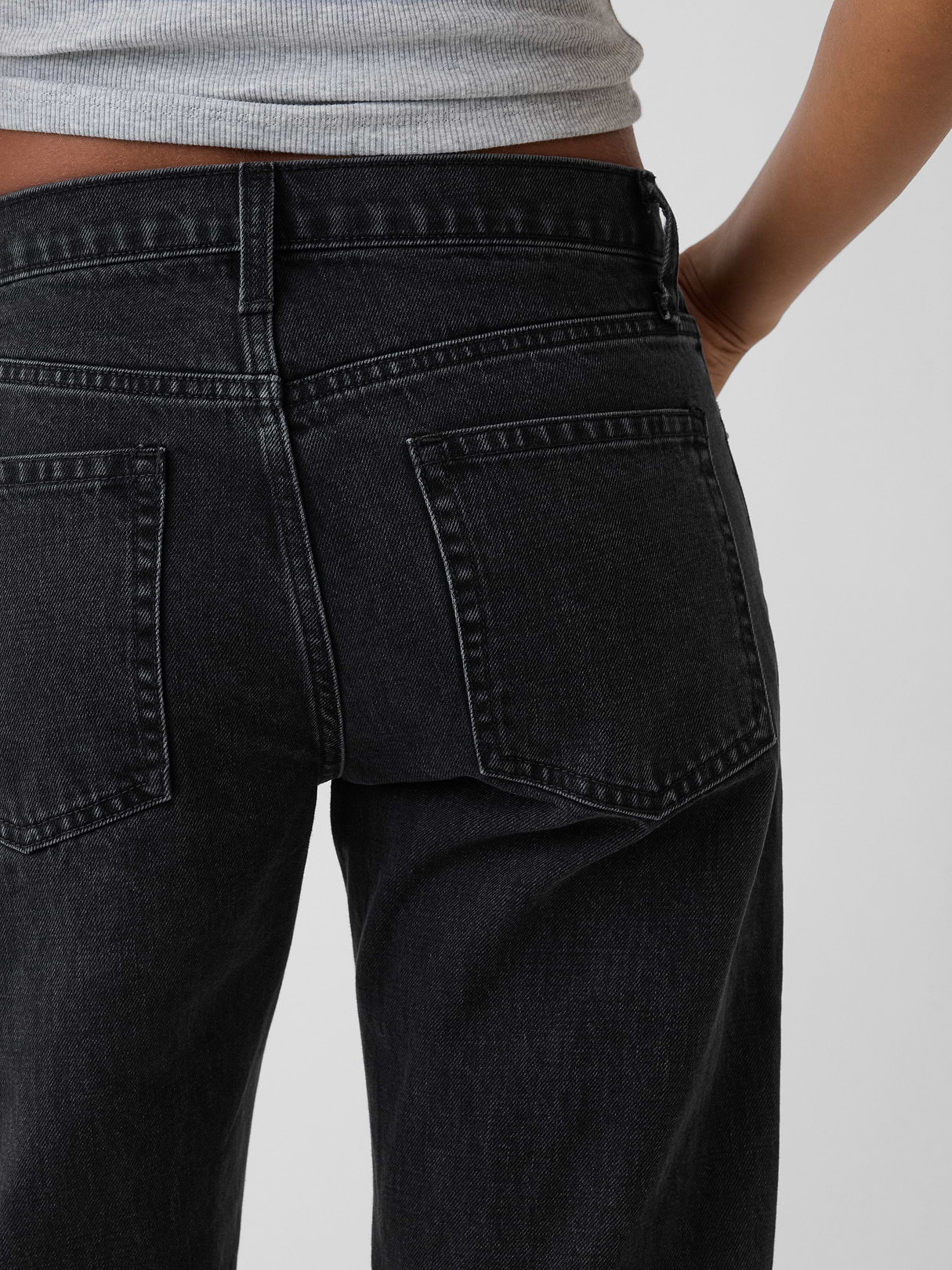 Mid Rise Straight Taper Jeans - Black wash