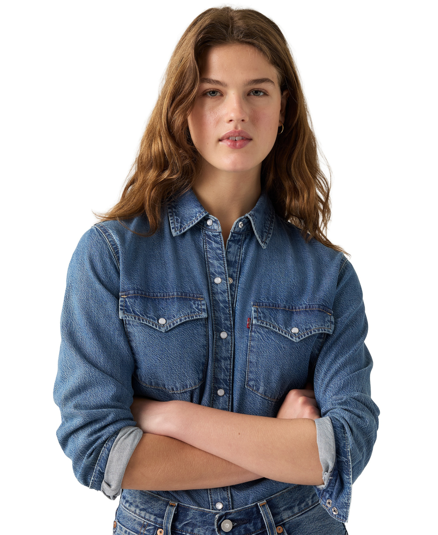 Levi's Women's Evans Relaxed Western Long-Sleeve Denim Shirt - Easy Trail Mid