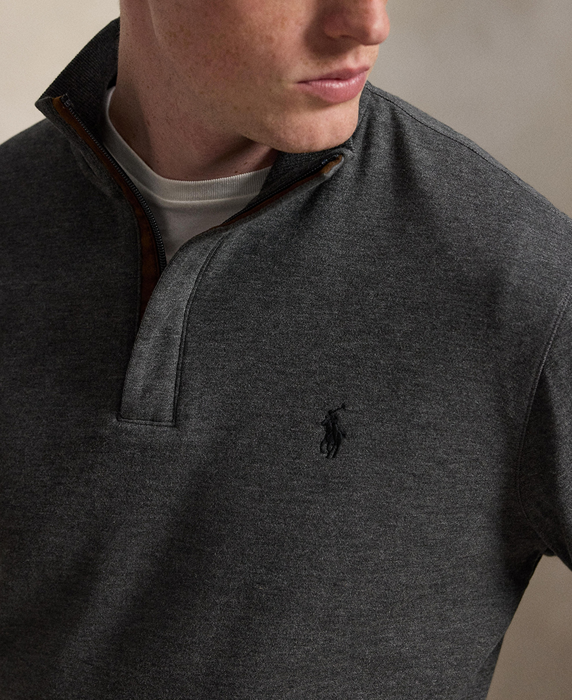 Polo Ralph Lauren Men's Luxury Jersey Quarter-Zip Pullover Sweater - Windsor Heather/C9760