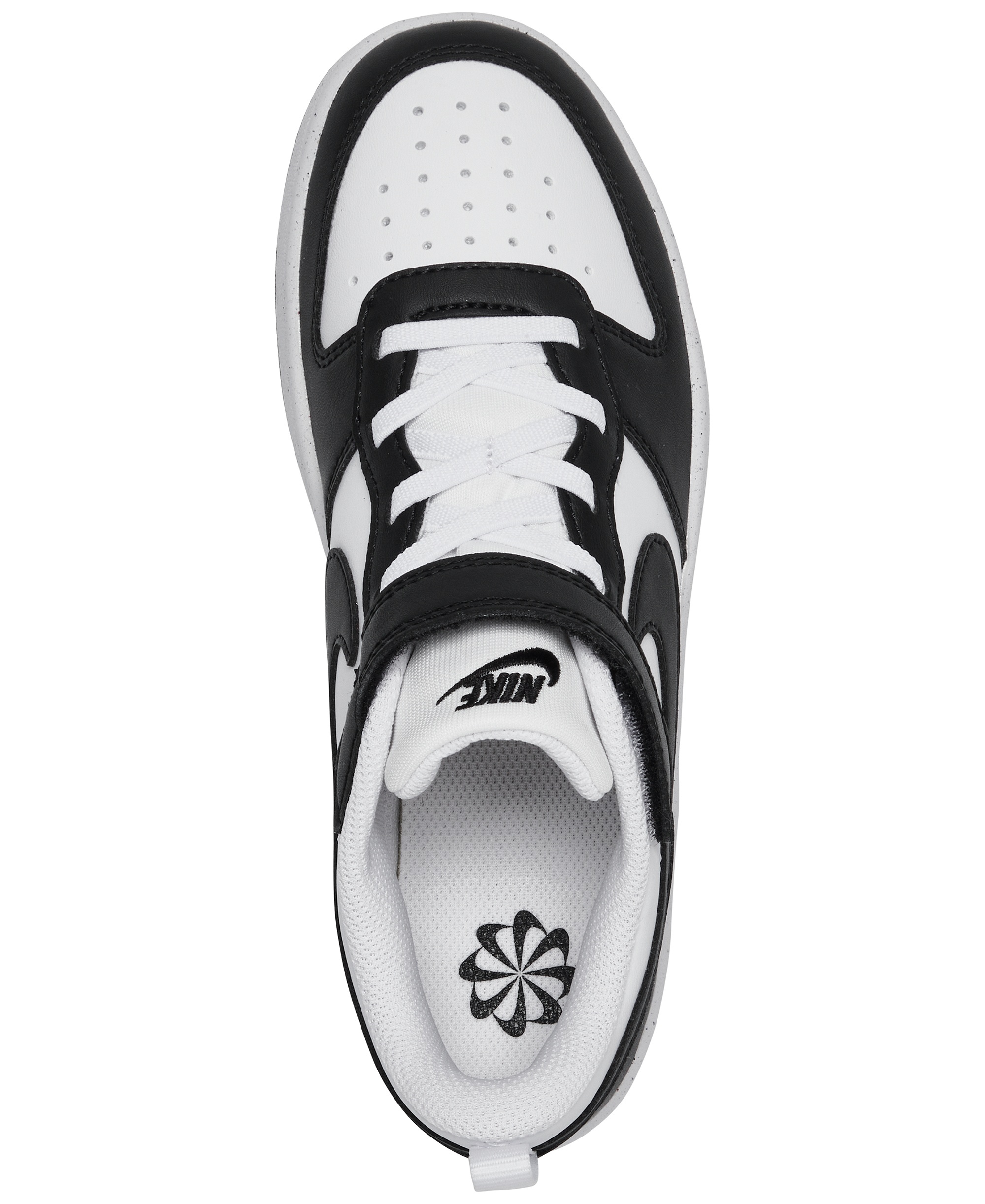 Nike Little Kids' Court Borough Low Recraft Fastening Strap Casual Sneakers from Finish Line - White, Black