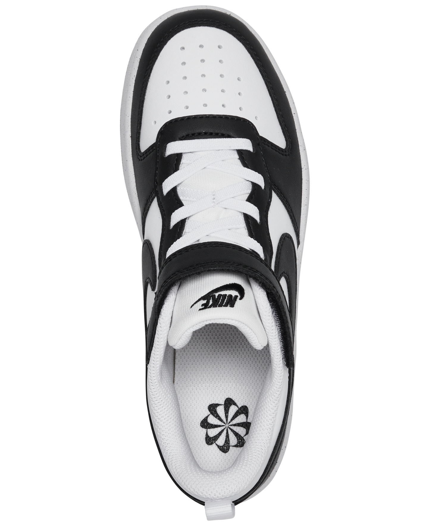 Nike Little Kids' Court Borough Low Recraft Fastening Strap Casual Sneakers from Finish Line - White, Black
