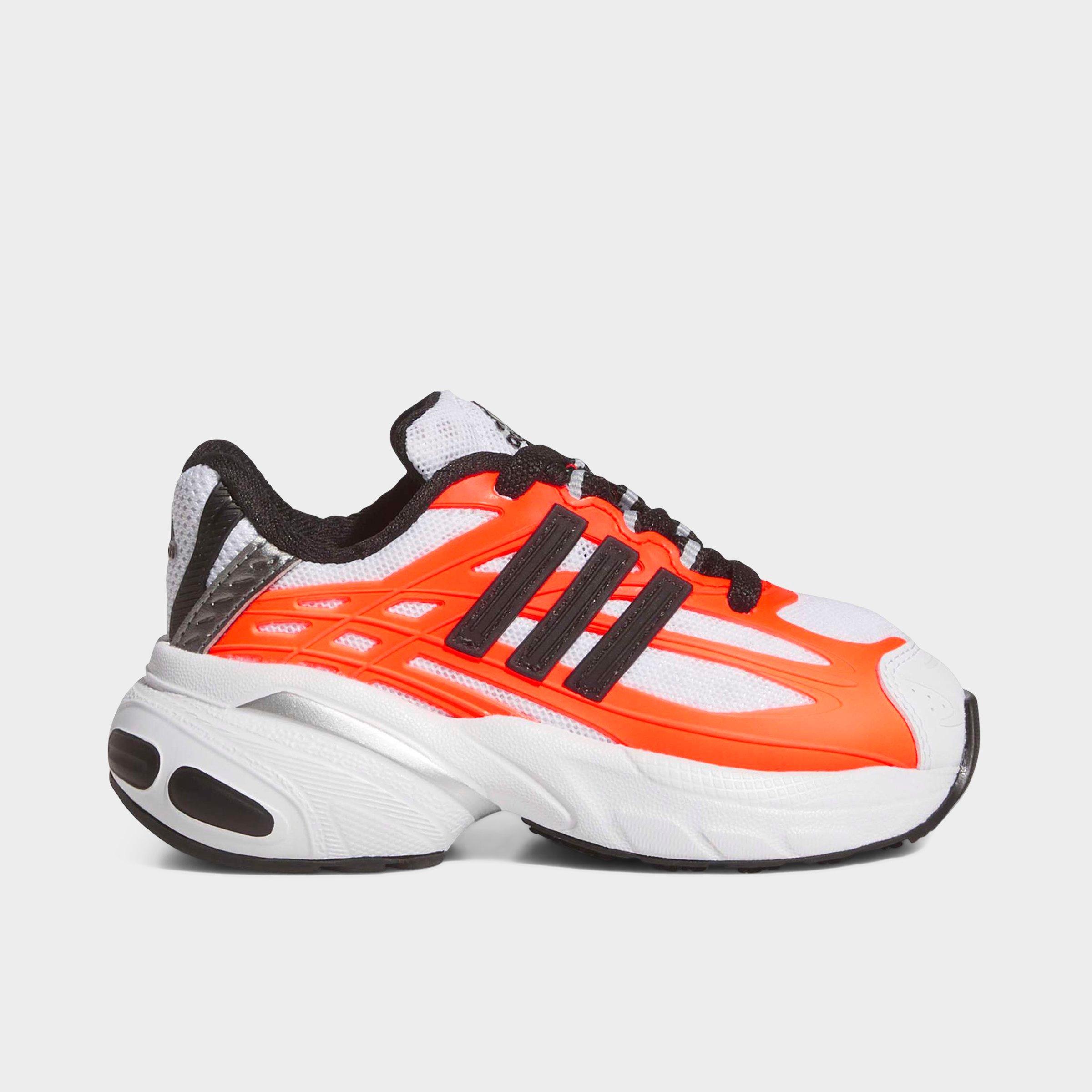 Kids' Toddler adidas Adistar XLG 2.0 Stretch Lace Casual Shoes - White/Black/Solar Orange - Left shoe facing left. Outside of the shoe.