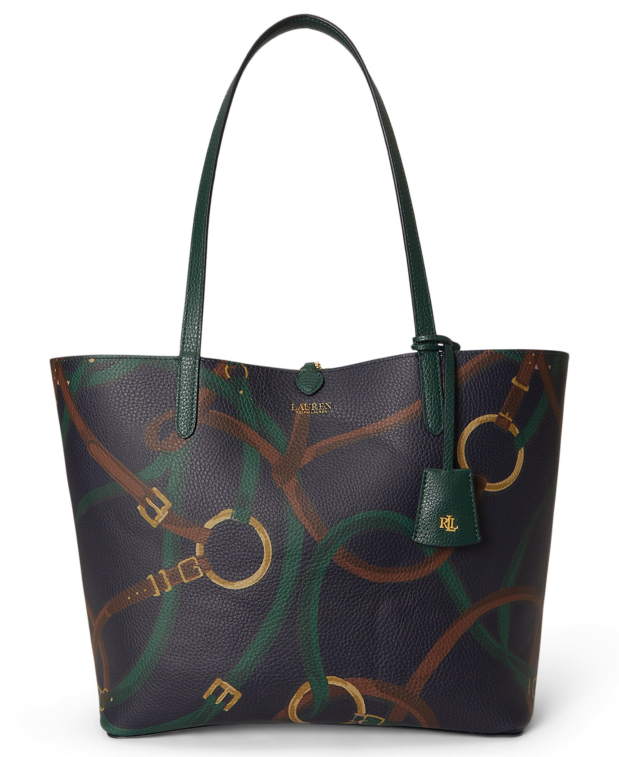 Lauren Ralph Lauren Faux-Leather Reversible Extra Large Tote Handbag - Season Green/Belting