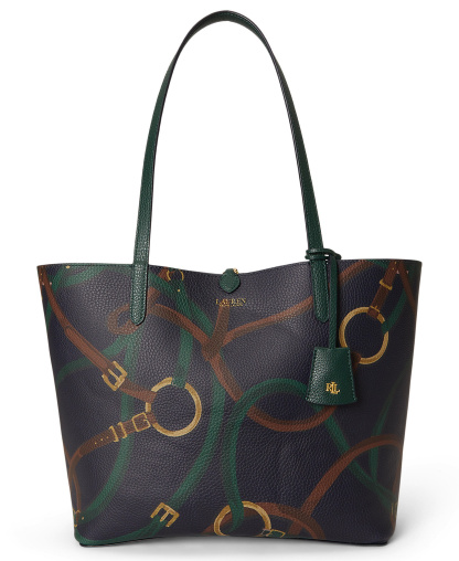 Lauren Ralph Lauren Faux-Leather Reversible Extra Large Tote Handbag - Season Green/Belting