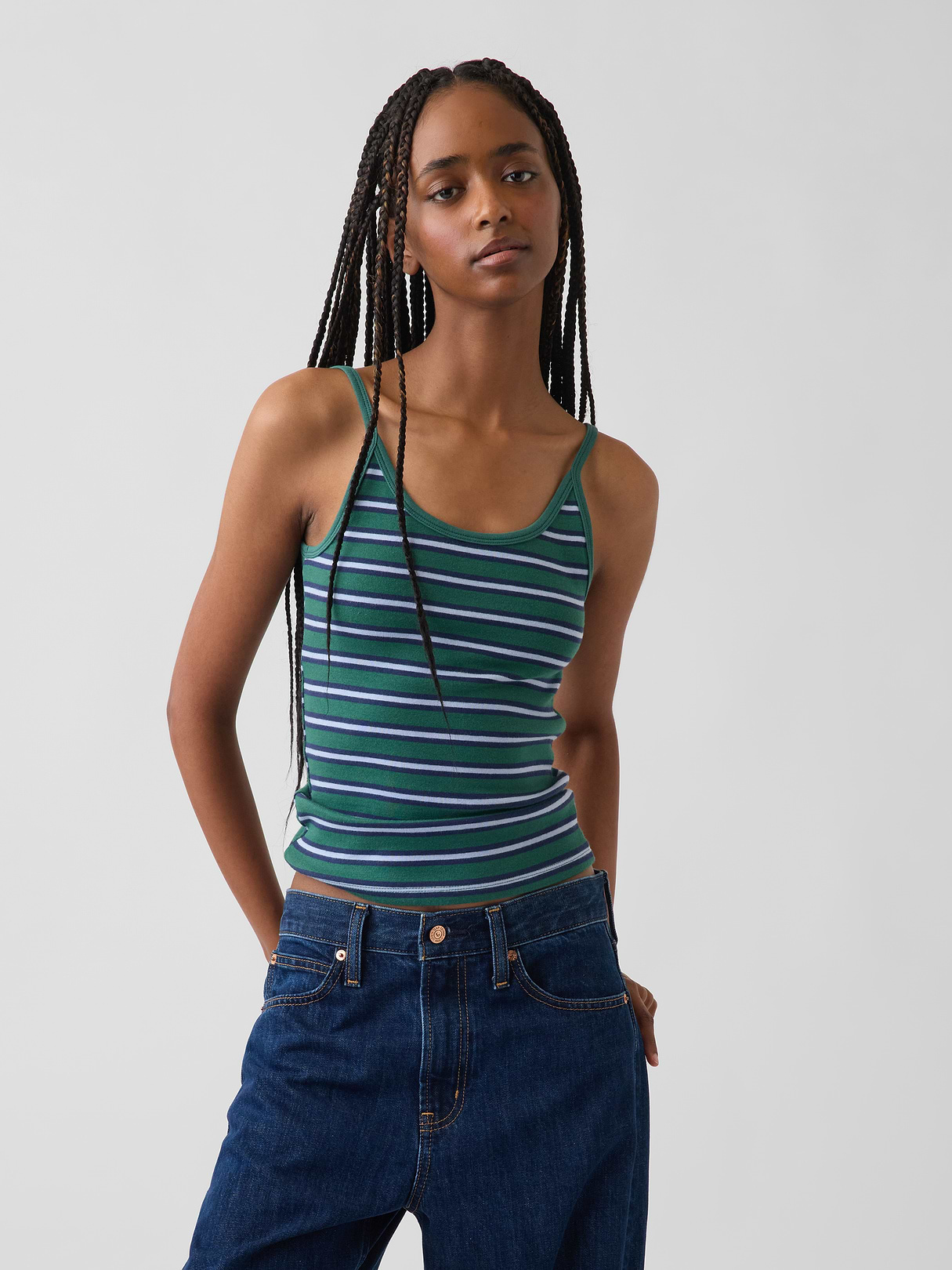Modern Crop Cami - Green stripe