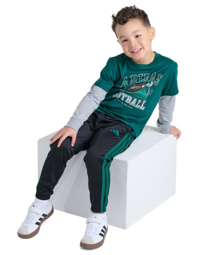 adidas Boys' 2T-7 Cotton Layered Long-Sleeve T-Shirt and Pants, 2-Piece Set - Collegiate Green/Black
