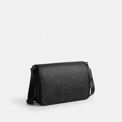Colby Messenger Bag 32 In Signature Canvas - Silver/Black Signature - view 4