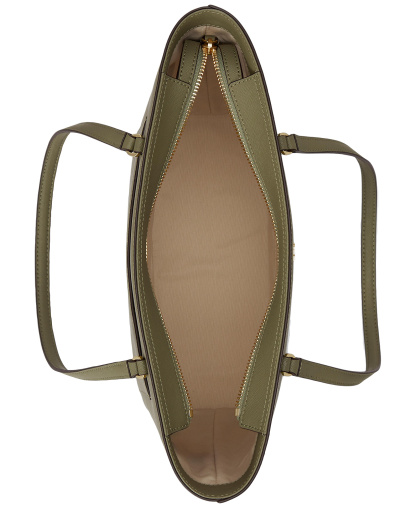 Lauren Ralph Lauren Crosshatch Leather Karly Medium Shopper Tote Handbag - Sage Green