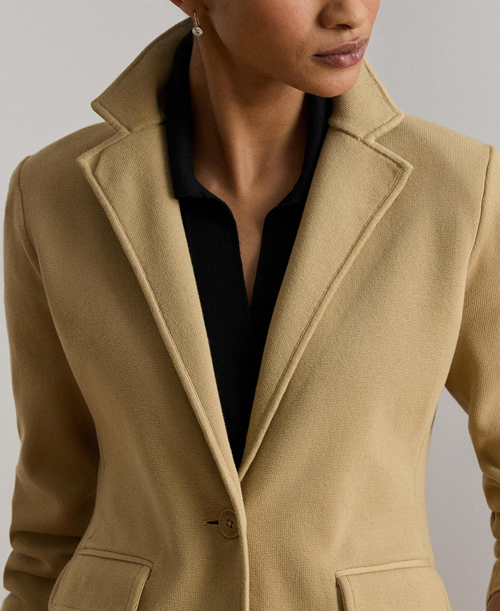Lauren Ralph Lauren Women's Cotton-Blend Sweater Blazer - Tan