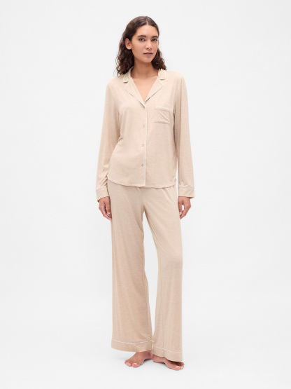 SoftMade Modal PJ Top - Oatmeal beige heather