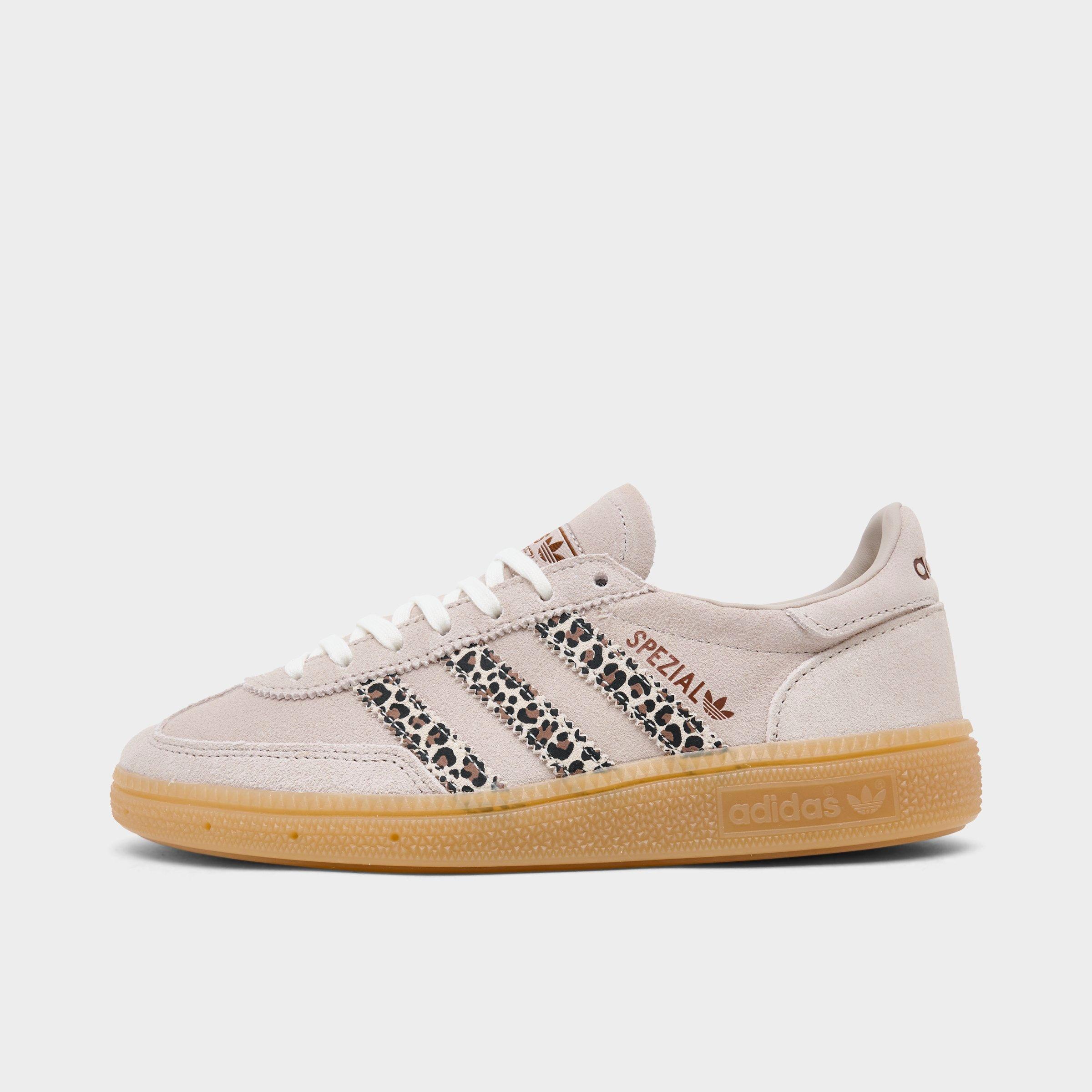 Big Kids' adidas Originals Handball Spezial Casual Shoes - Part 2 - Wonder Beige/Preloved Brown/Gum - Left shoe facing left. Outside of the shoe.