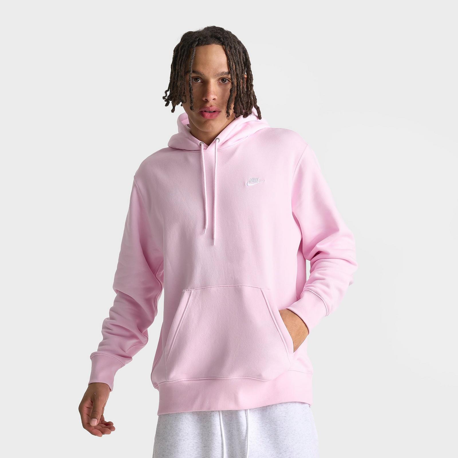 Men's Nike Club Fleece Premium Embroidered Pullover Hoodie - Pink Foam/Pink Foam