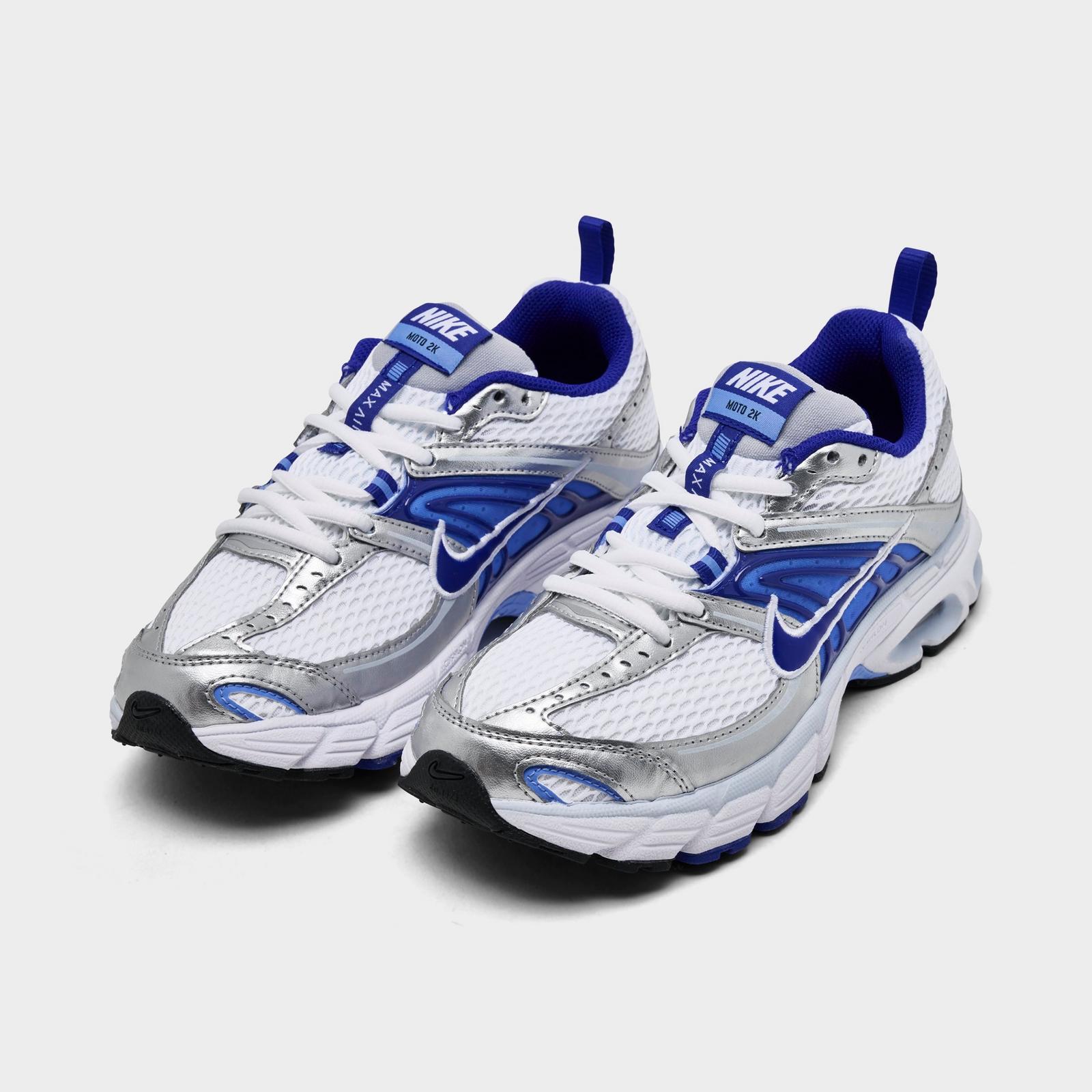 Big Kids' Nike Air Max Moto 2K Casual Shoes - White/Wolf Grey/Royal Pulse/Concord
