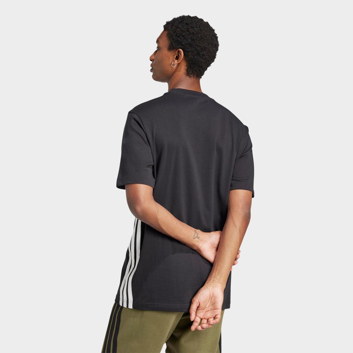 Men's adidas Essentials 3-Stripes Single-Jersey T-Shirt - Black/White