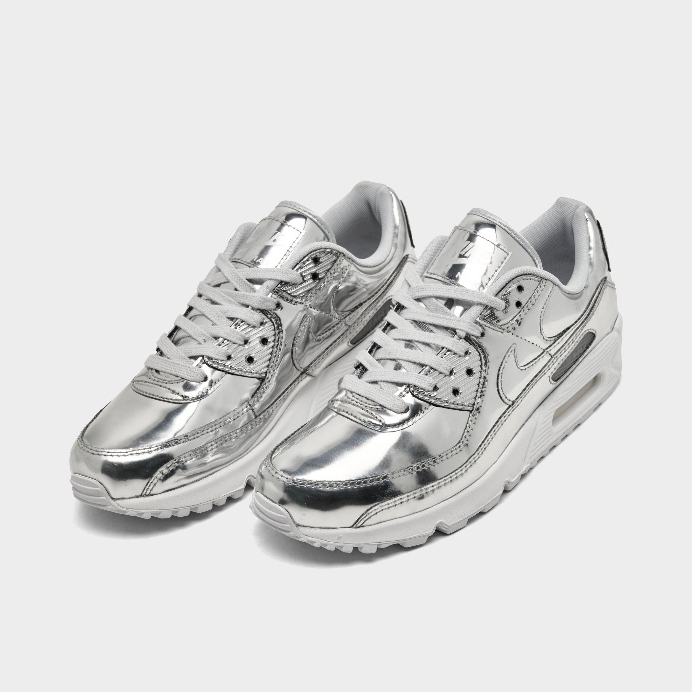 Women's Nithtke Air Max 90 SP Casual Shoes - Chrome/Pure Platinum/White - Both shoes facing left