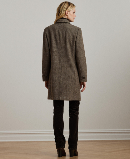 Lauren Ralph Lauren Women's Single-Breasted Walker Coat, Created for Macy's - Brown Broken Twill