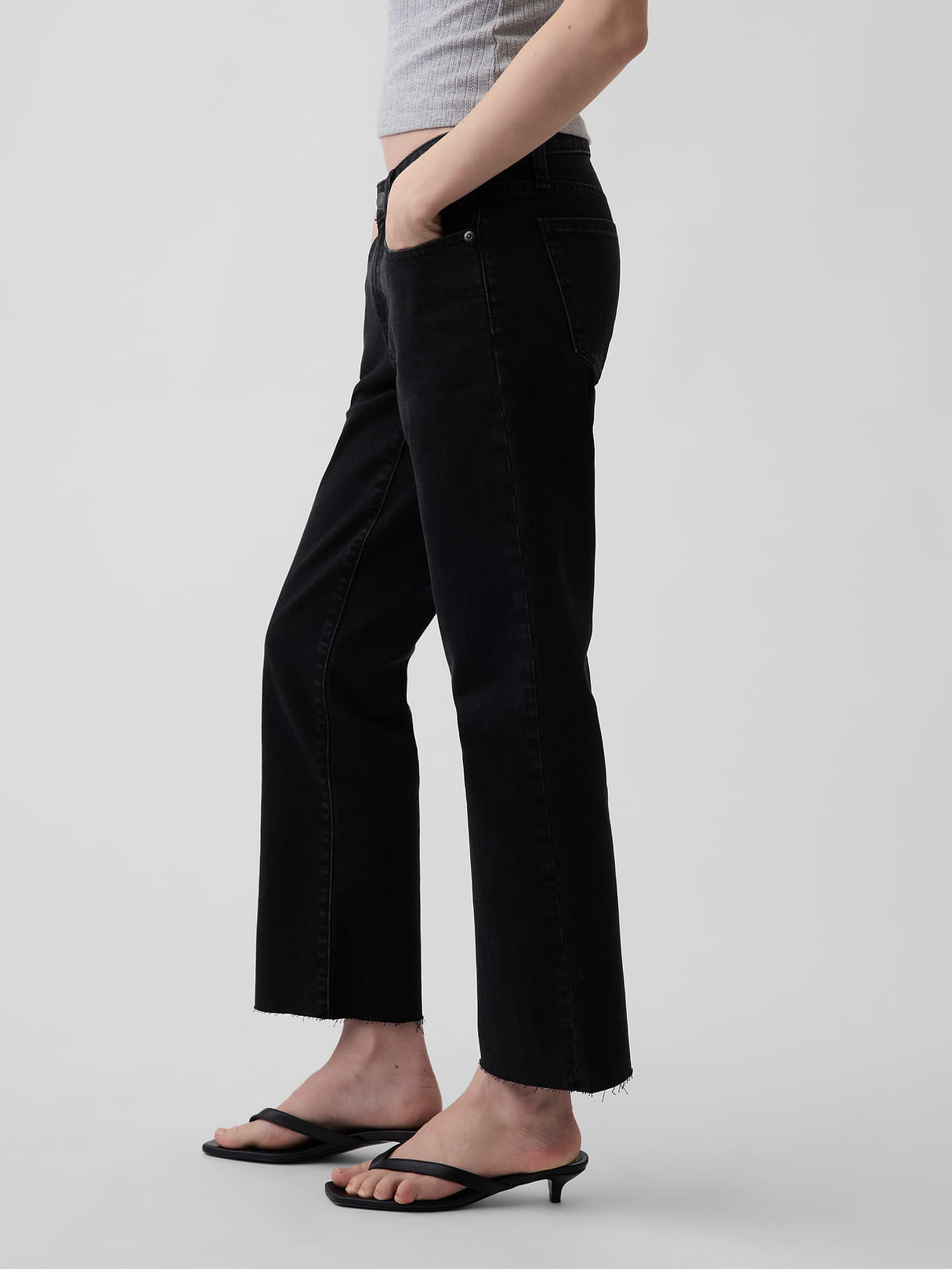 Low Rise Long & Lean Crop Jeans - Black wash