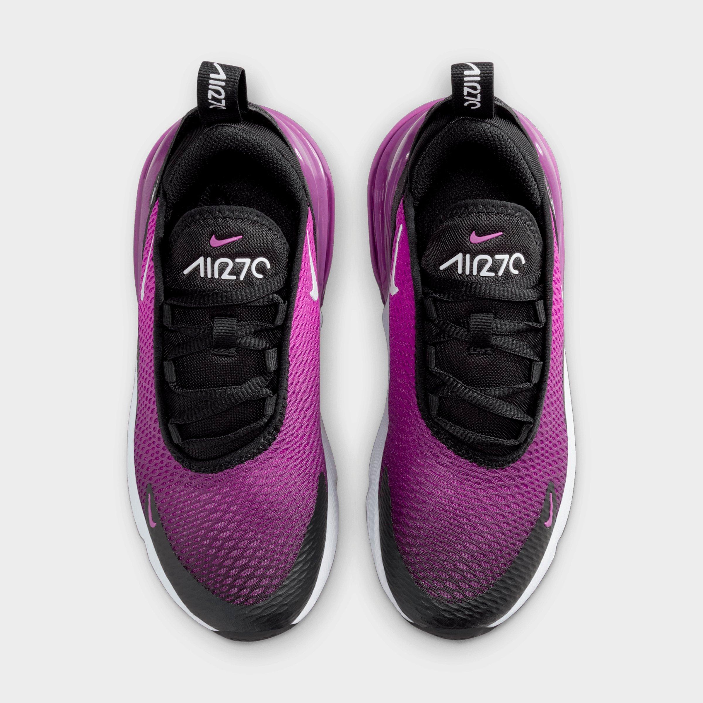 Little Kids' Nithtke Air Max 270 Casual Shoes - Black/Vivid Purple/White - Top view