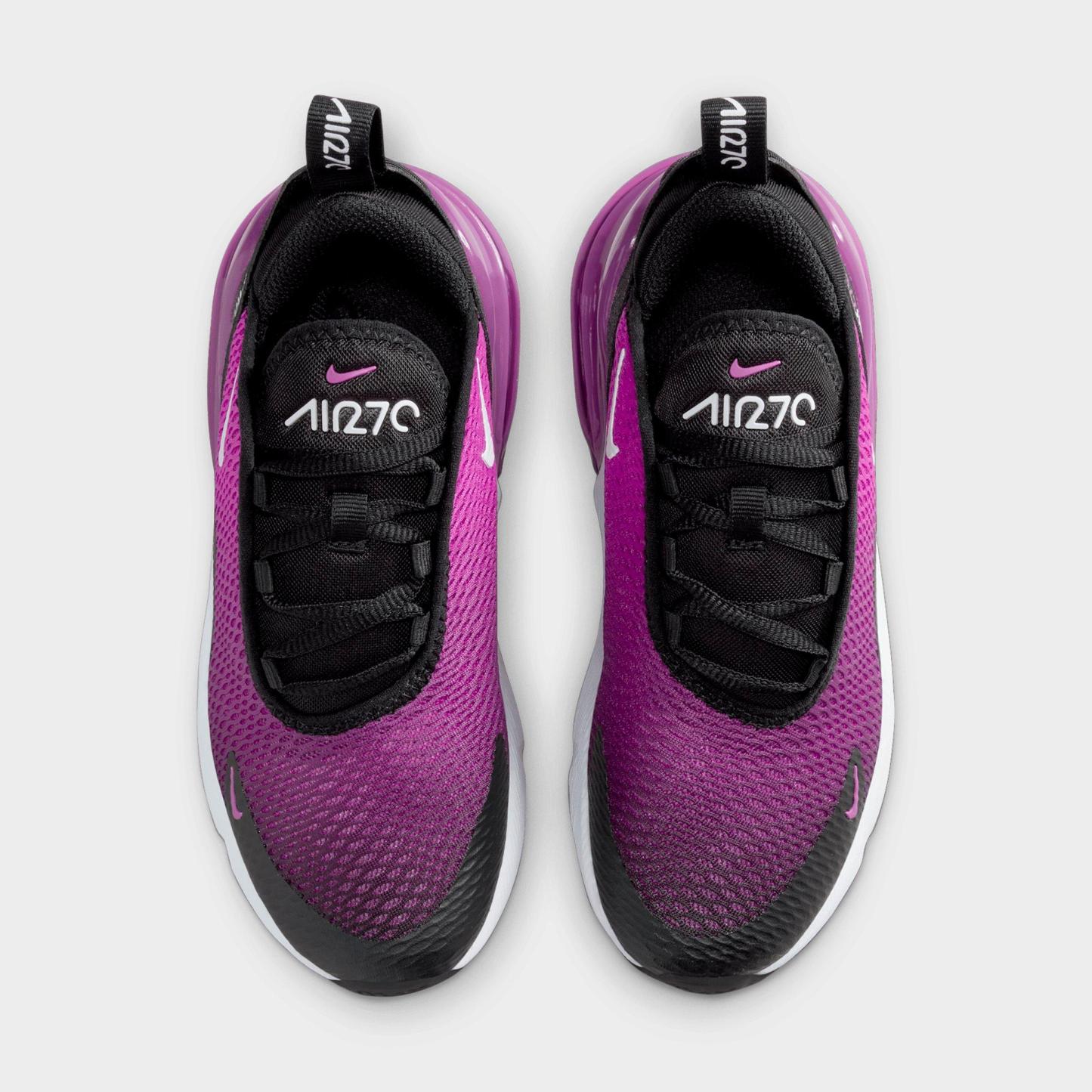 Little Kids' Nithtke Air Max 270 Casual Shoes - Black/Vivid Purple/White - Top view