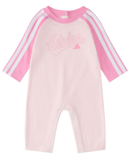adidas Baby Girls' Striped Raglan-Sleeve Coverall - Light Pastel Pink