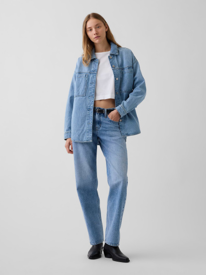 Mid Rise Straight Taper Jeans - Light wash