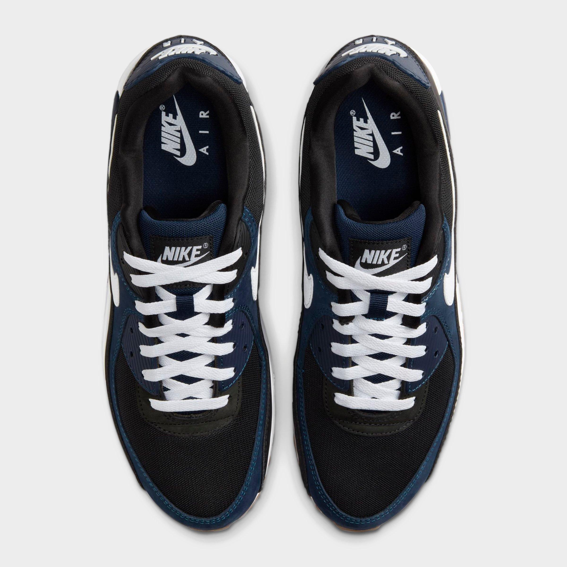 Men's Nithtke Air Max 90 Casual Shoes - Part 3 - Midnight Navy/White/Black/Gum Med Brown - Top view
