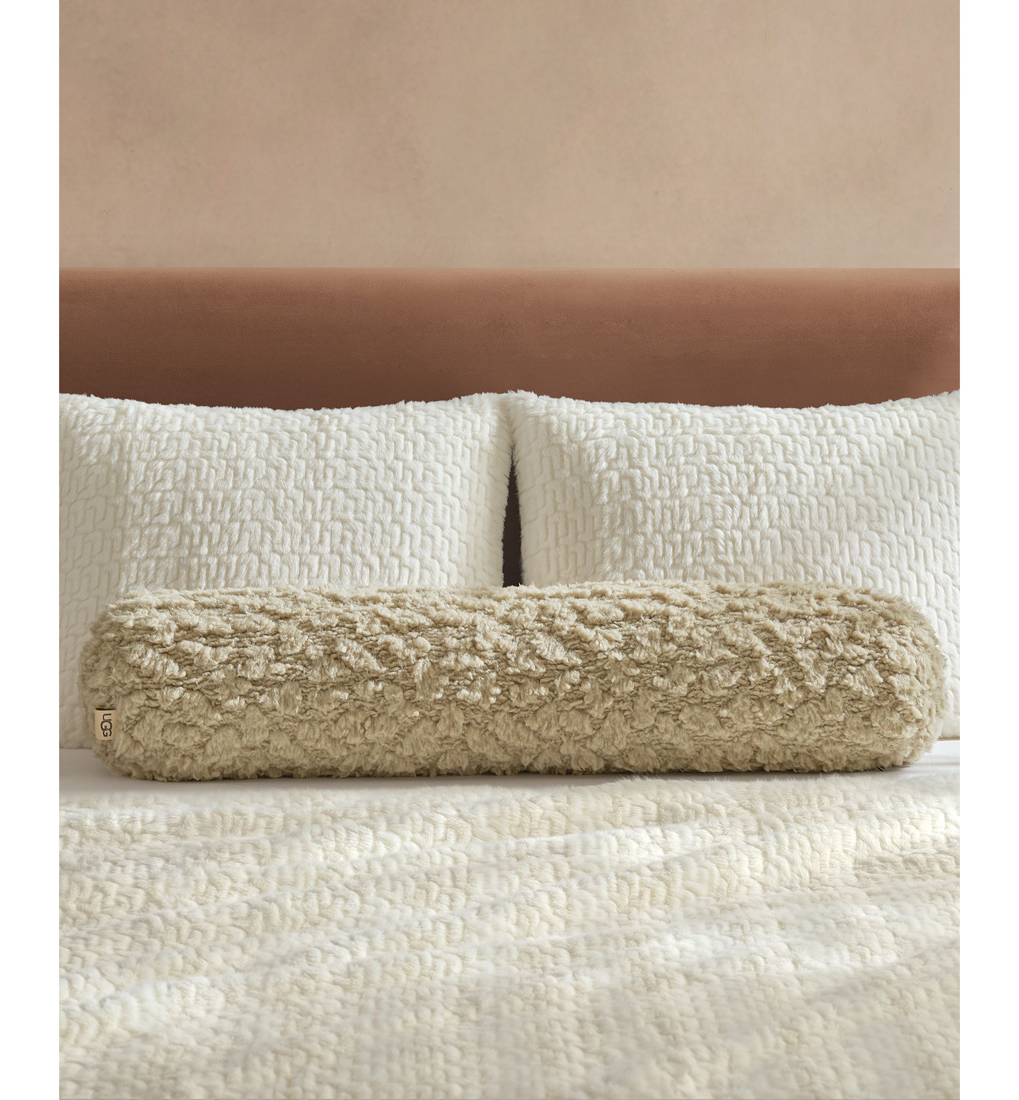 UGG® Shira Textured Bolster Pillow, 36" x 8" - Mustard Seed