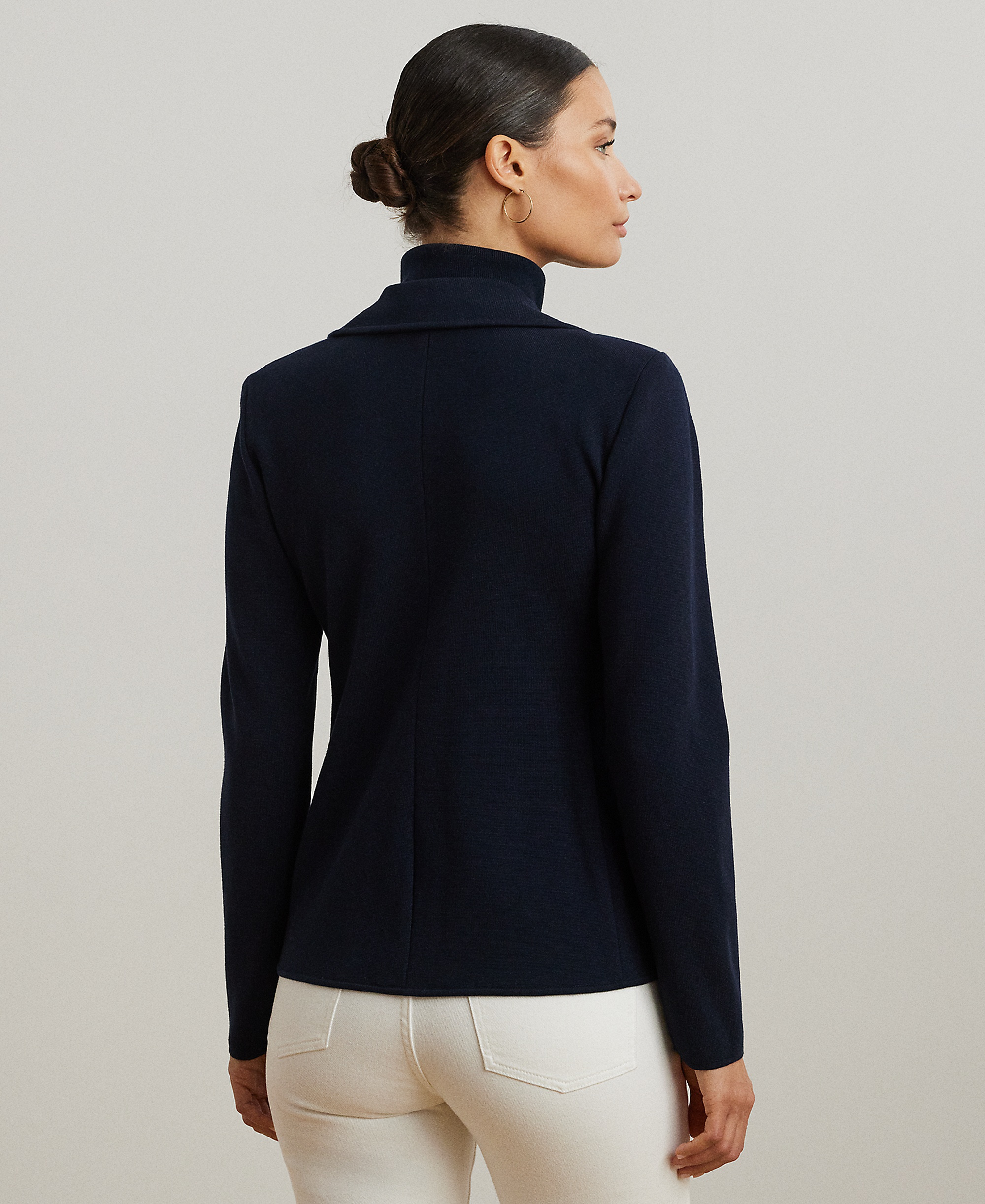 Lauren Ralph Lauren Women's Cotton-Blend Sweater Blazer - Lauren Navy
