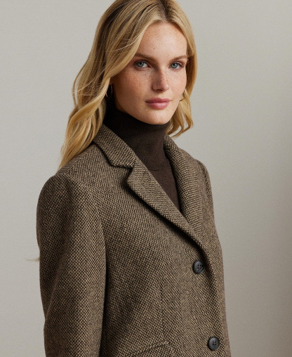 Lauren Ralph Lauren Women's Single-Breasted Walker Coat, Created for Macy's - Brown Broken Twill