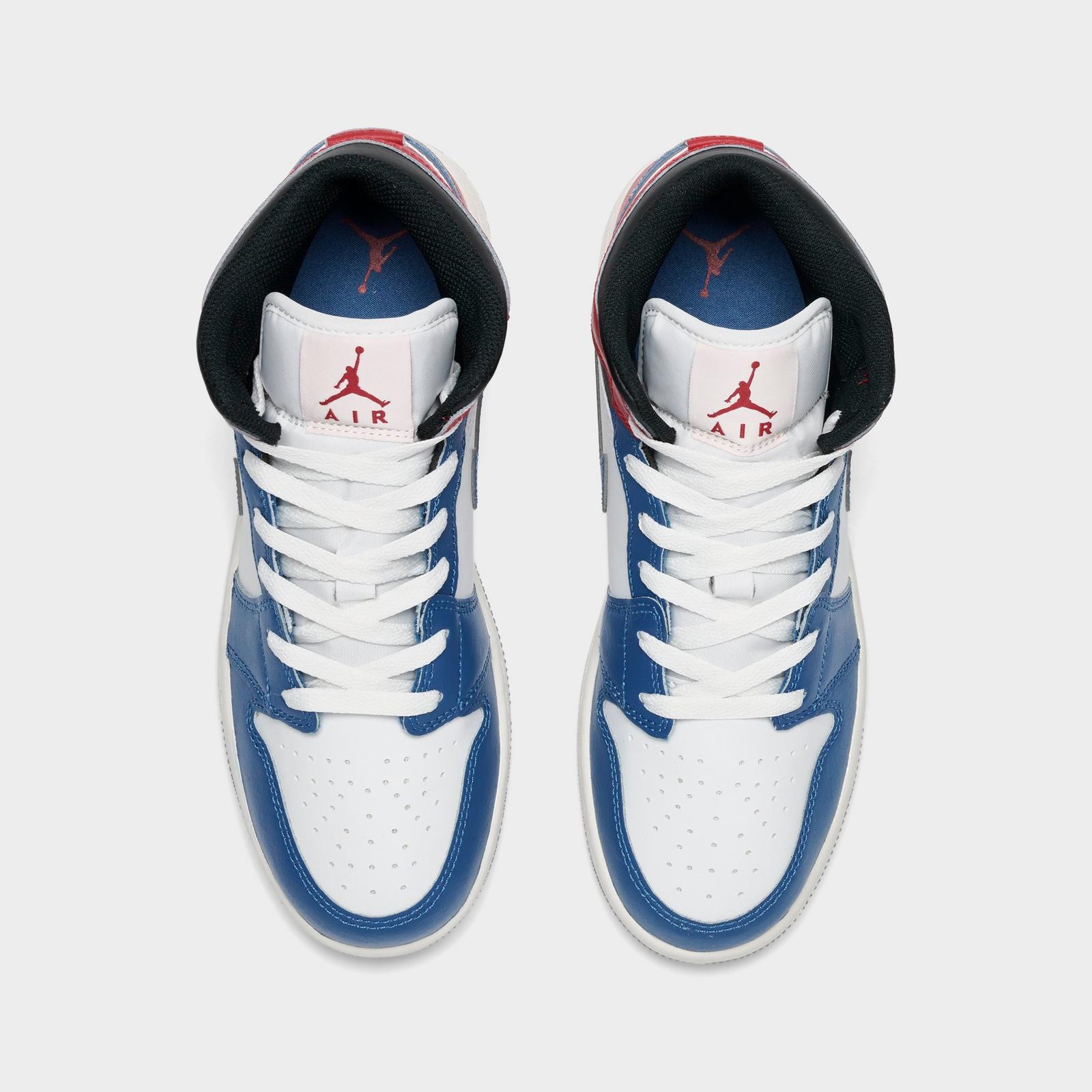 Big Kids' Air Jordan Retro 1 Mid Casual Shoes - True Blue/Varsity Red/Black/Summit White - view 5