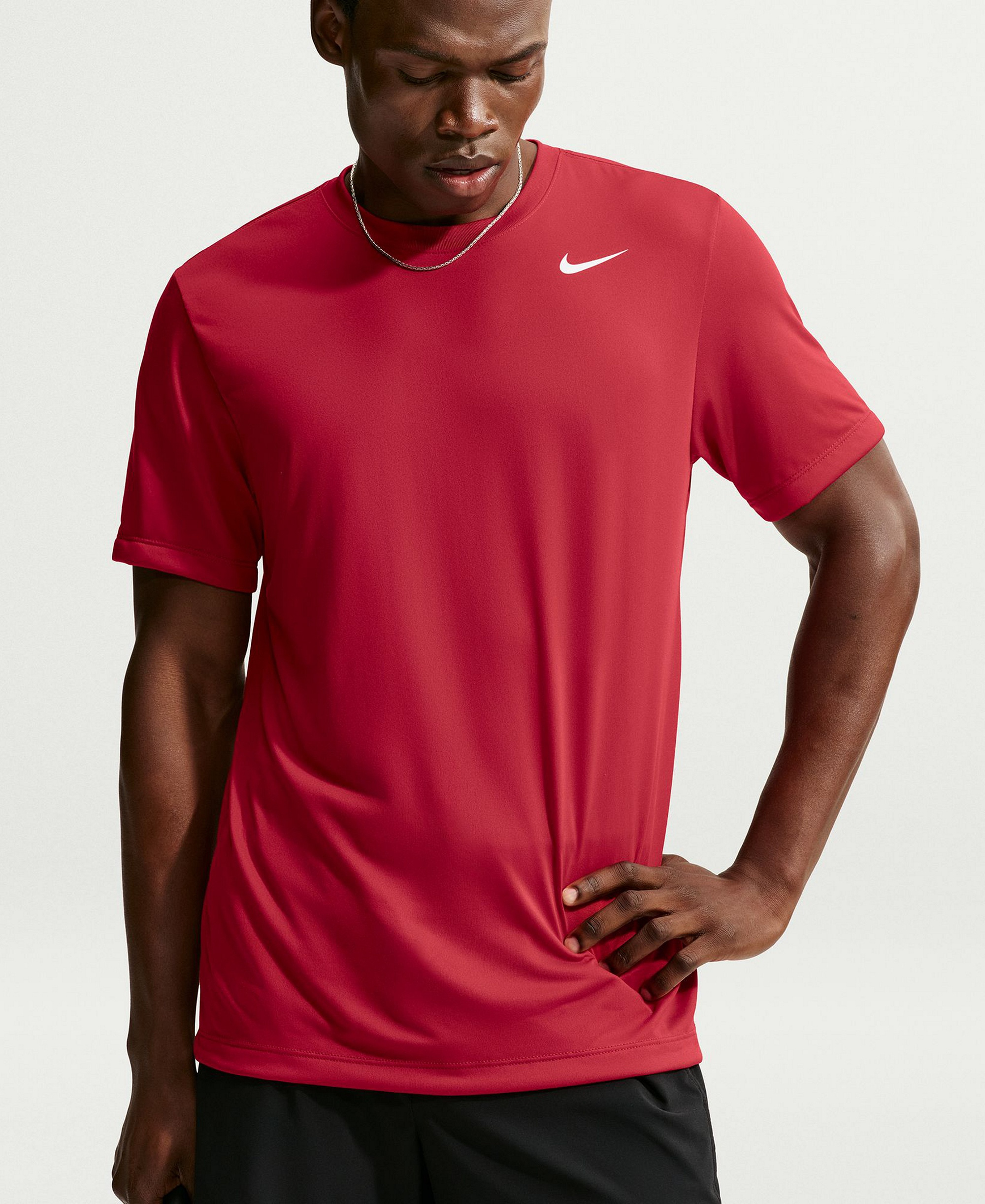 Nike Men's Dri-FIT Legend Fitness Logo T-Shirt - Tough Red/White