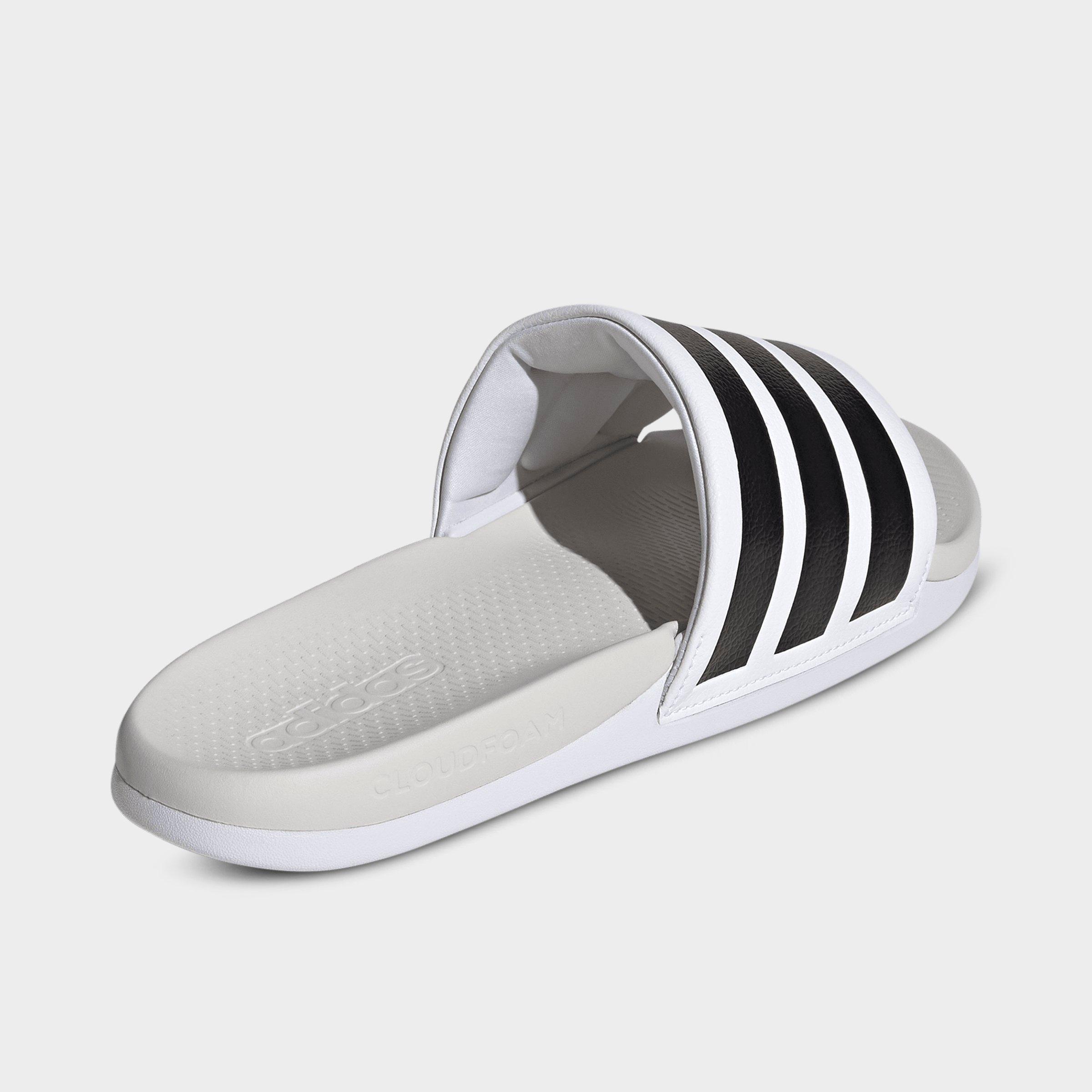 Women's adidas Adilette Comfort 2.0 Slide Sandals - Cloud White/Core Black/Crystal White - Back view