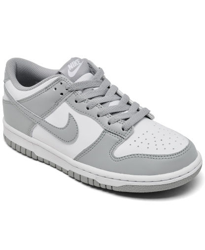 Nike Little Kids Dunk Low Casual Sneakers from Finish Line - White, Light Sky Grey