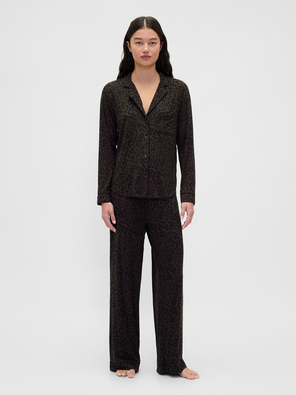 SoftMade Modal PJ Top - Leopard brown print
