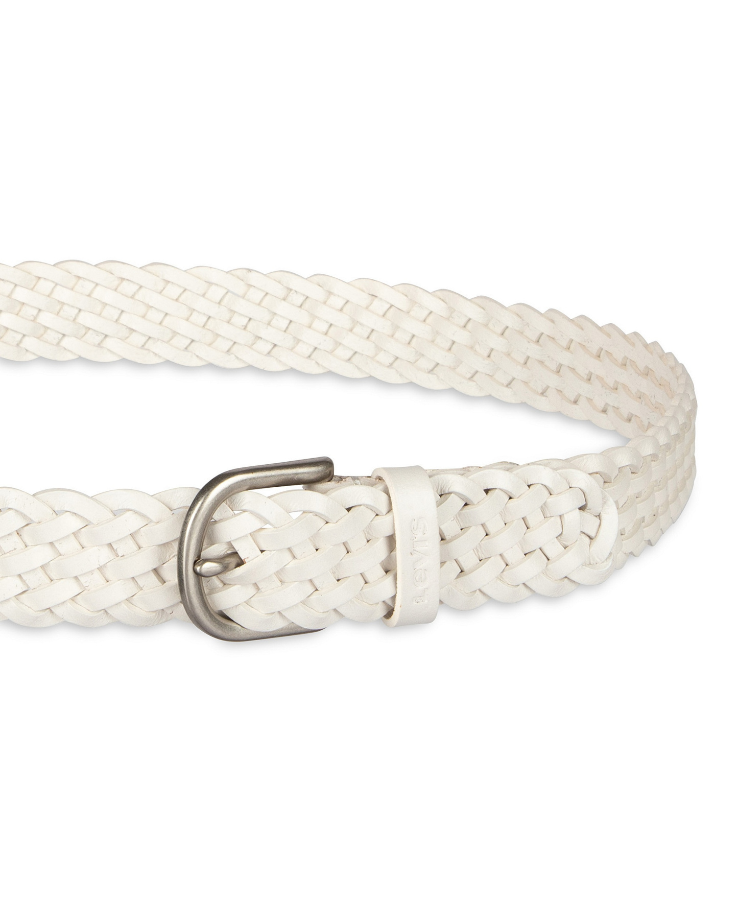 Levi's Women's Fully Adjustable Leather Braided Belt - White