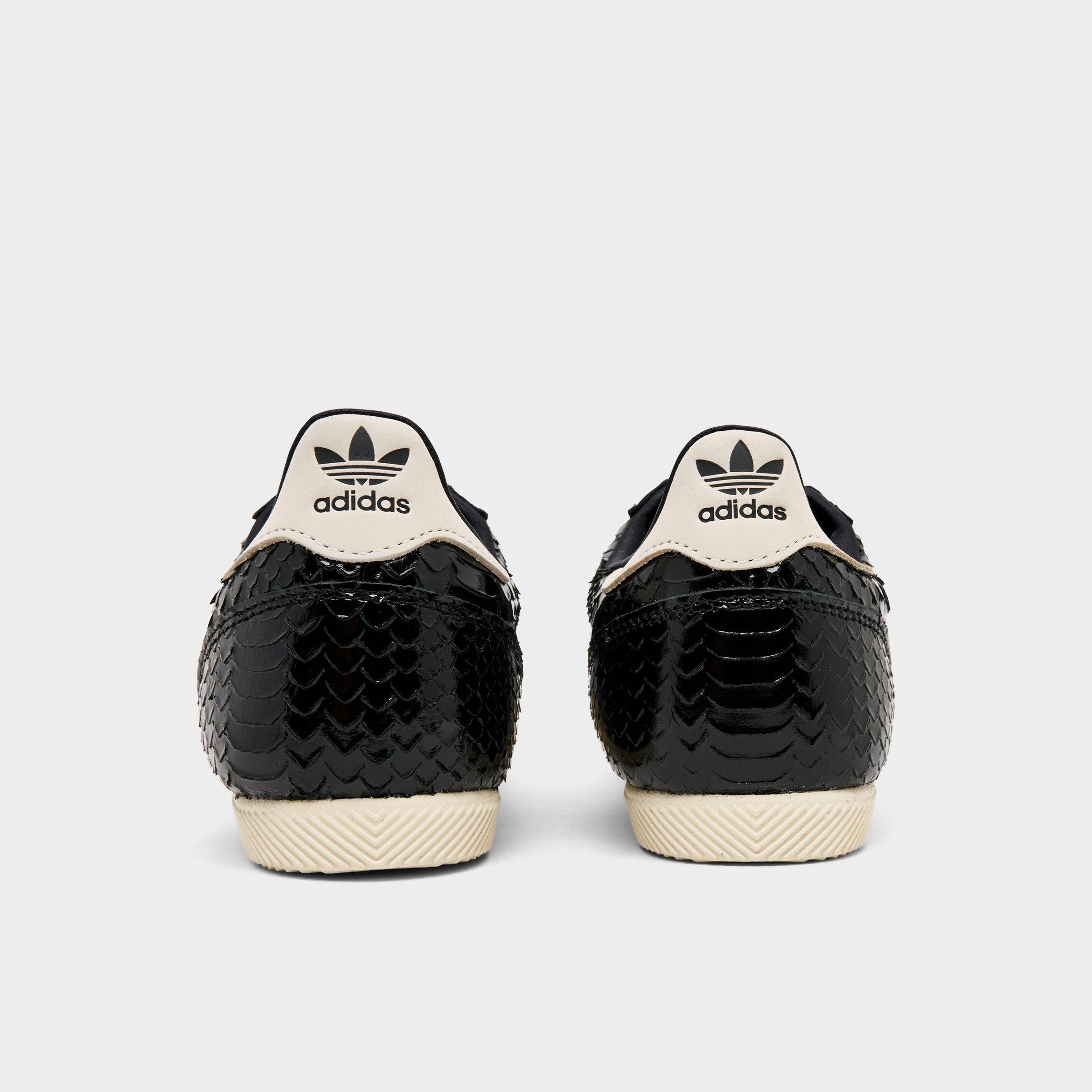 Women's adidas Originals Japan Croc Casual Shoes - Black Patent Leather Croc/Core Black/Off White - Back view
