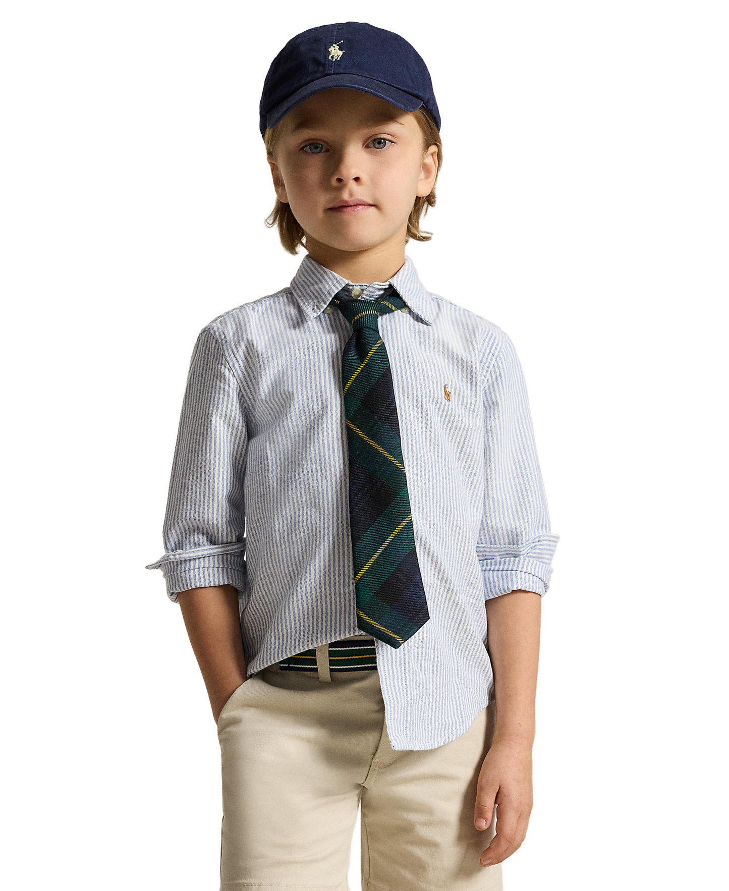 Polo Ralph Lauren Boys' 2T-7 Cotton Oxford Shirt - Light Blue Stripe