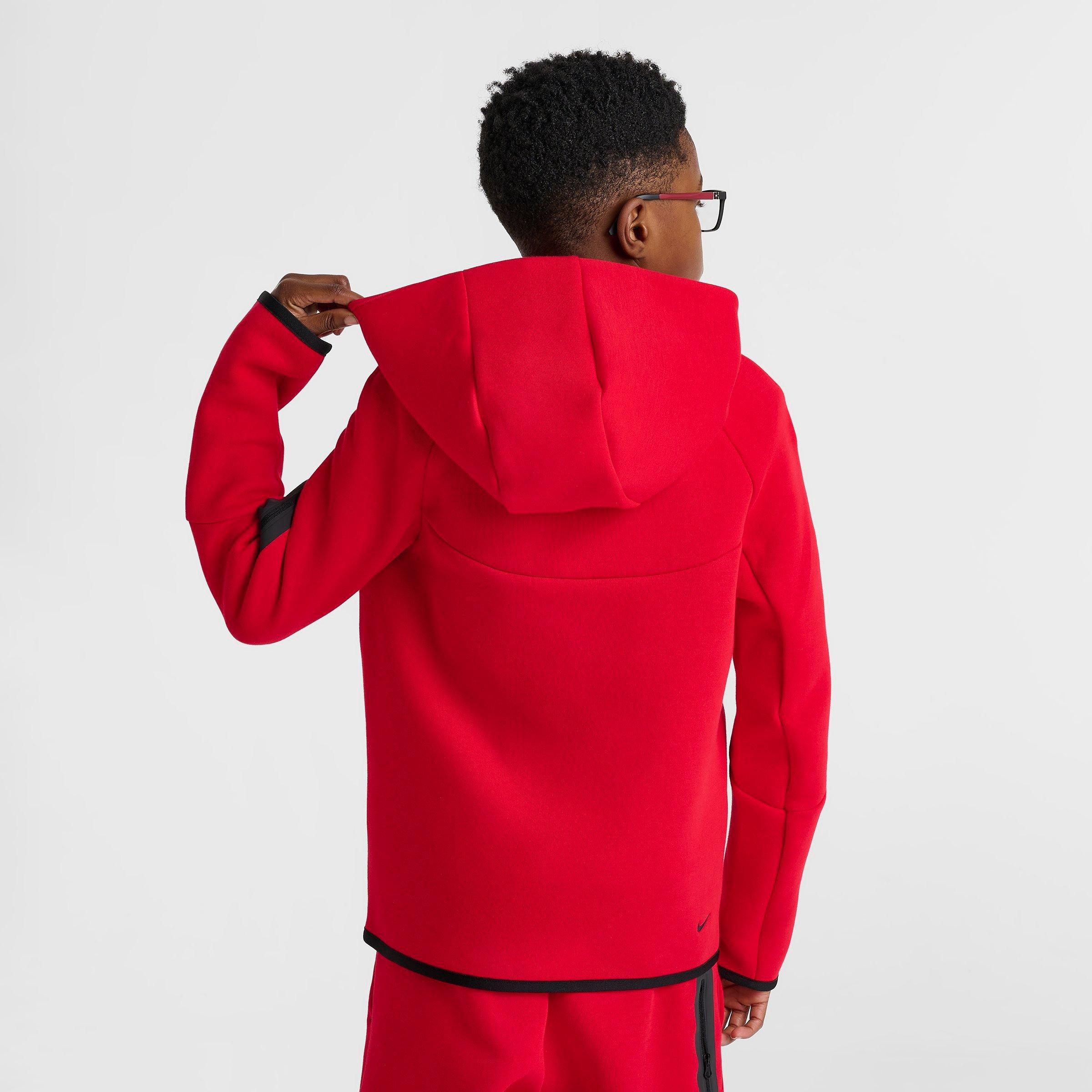 Big Kids' Nithtke Sportswear Tech Fleece Full-Zip Hoodie - University Red