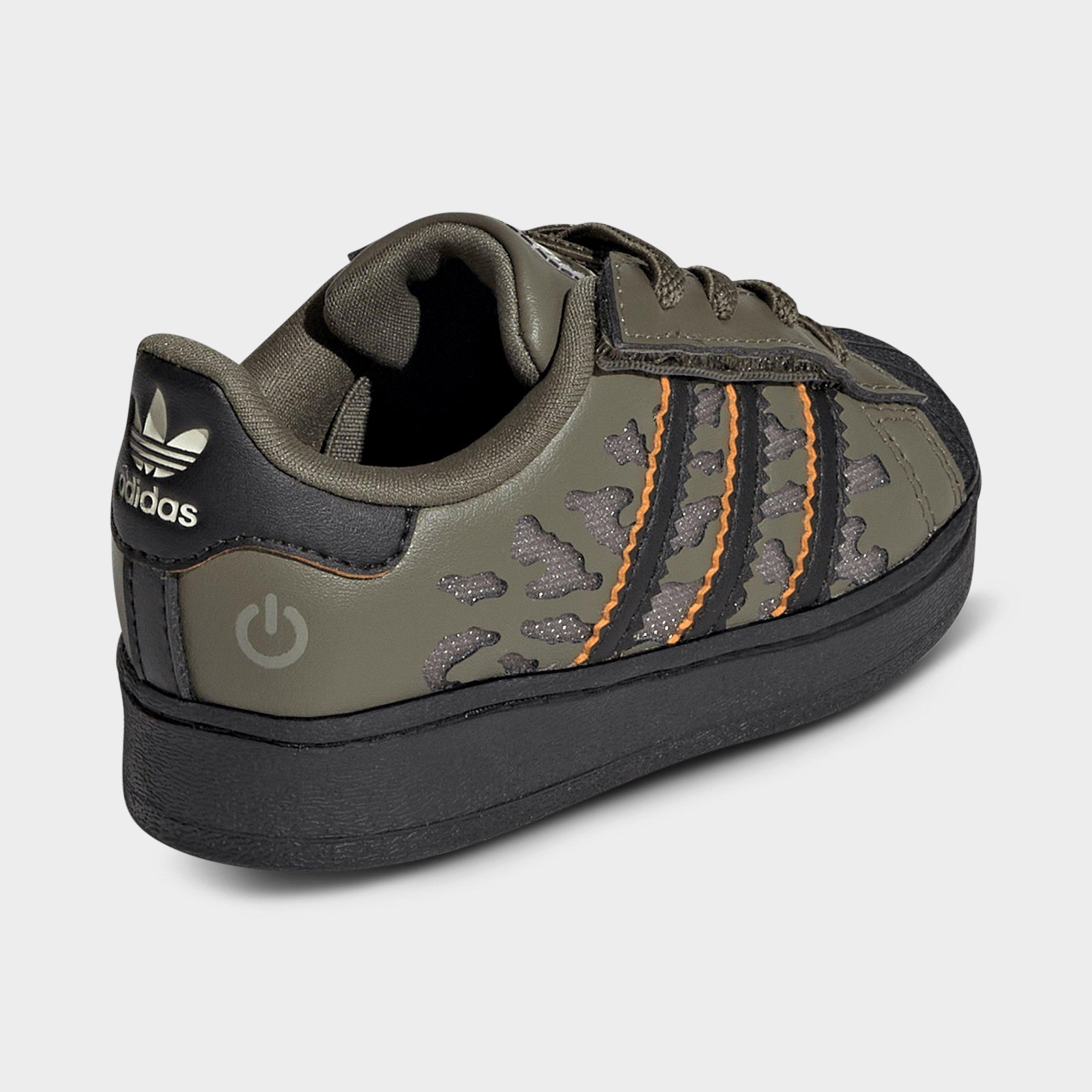 Kids' Toddler adidas Originals Superstar LED Lights Comfort Closure Stretch Lace Casual Shoes - Silver Pebble/Olive Strata/Core Black - Back view