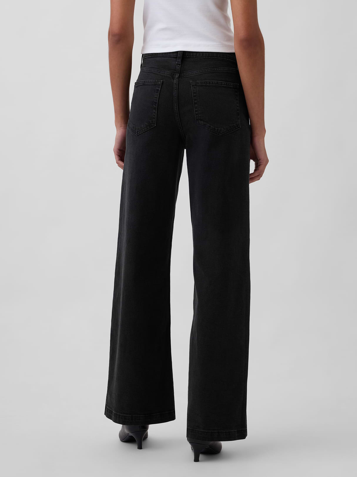 High Rise Stride Wide-Leg Jeans - Washed black