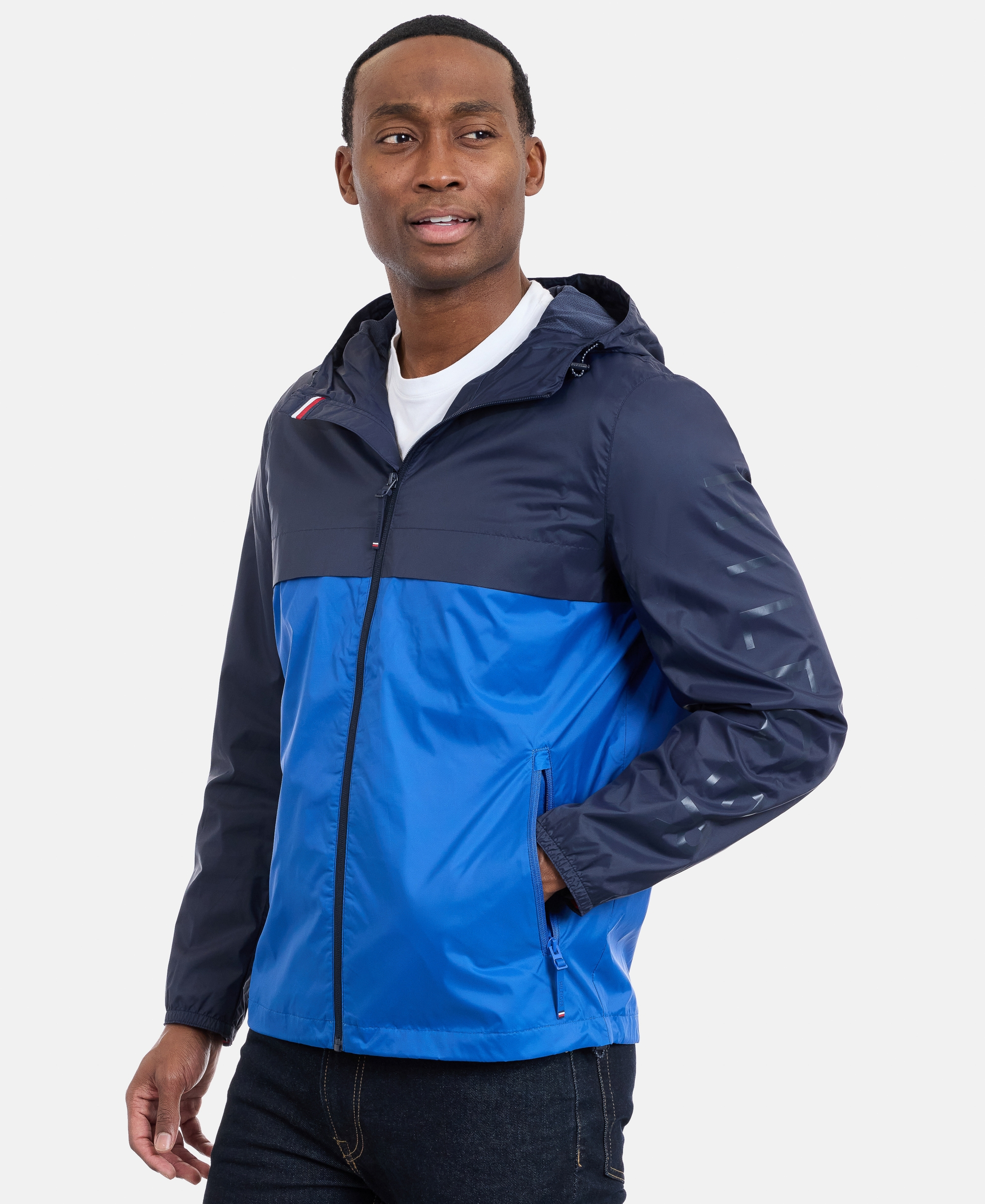 Tommy Hilfiger Men's Hooded Windbreaker Jacket - Navy/Blue