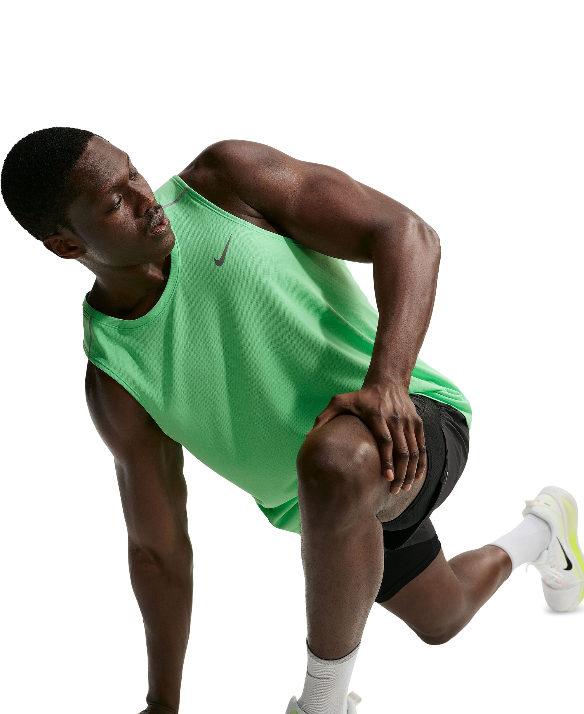 Nike Men's Miler Dri-Fit Running Tank Top - Illusion Green/Reflective Silver