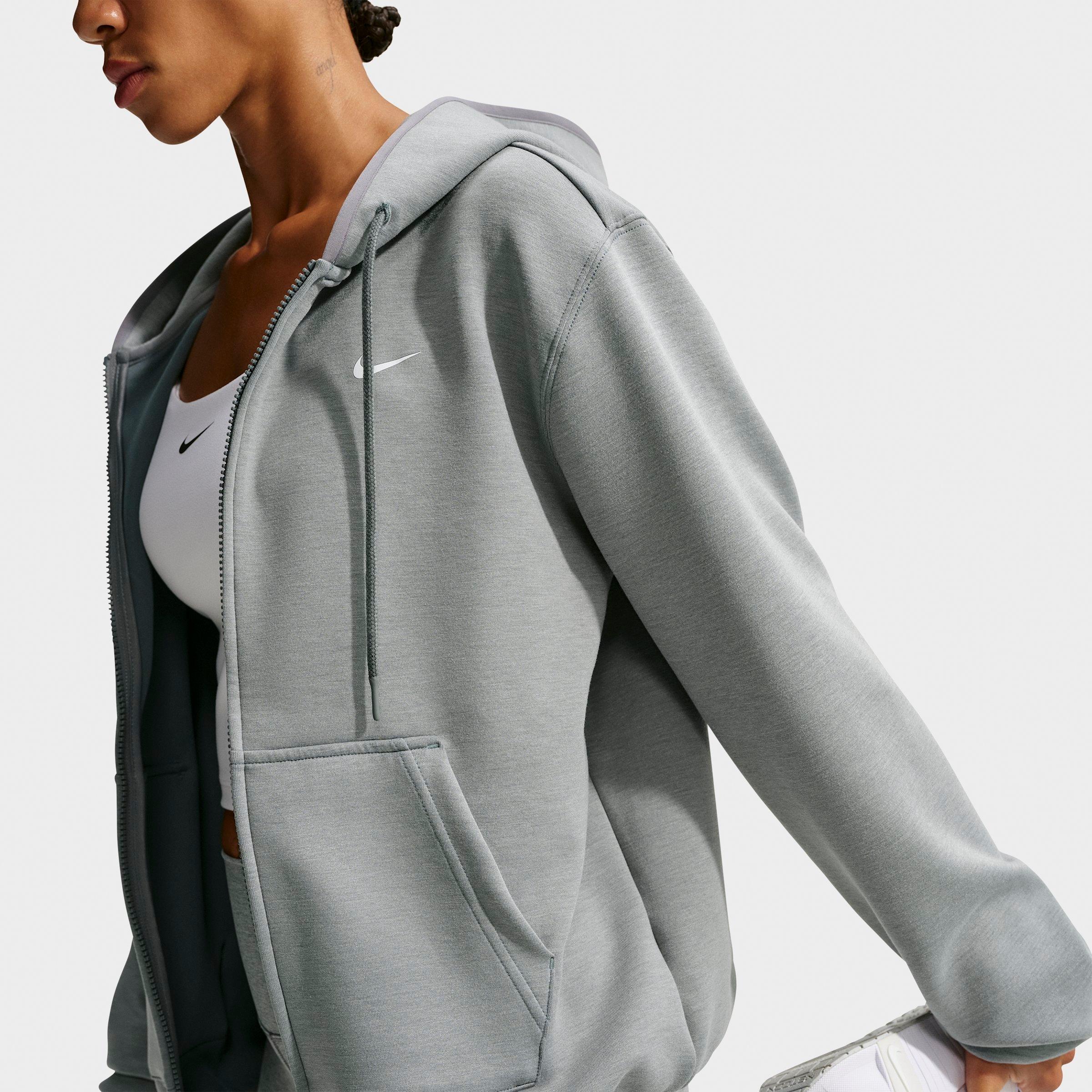 Women's Nithtke Studio Fleece Sport Dri-FIT Full-Zip Hoodie - Smoke Grey/Heather/White